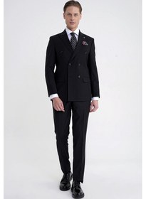 Resim Efor Slim Fit Çift Yırtmaç %95 Pamuk Siyah Çizgili Kruvaze Takım Elbise Tk 945 