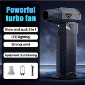 Resim Wangxi Güçlü Portatif Türbin Fan 2 Mod Led Işıklı Şarjlı Toz Üfleme Emme Makinesi 