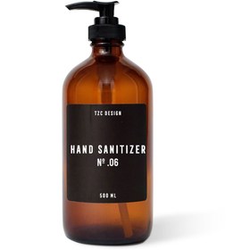 Resim Tzc Desing Amber Kahverengi Cam Şişe El Dezenfektanı Hand Sanitizer 500 Ml Siyah Etiketli 