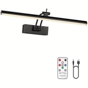 Resim Karanlık Ayarlanabilir Kablosuz Resim Işığı 40.64cm - Şarj Edilebilir 5200mAh Pil, Zamanlayıcılı Uzaktan Kumanda, Sanat Galerisi Aydınlatması, Siyah 