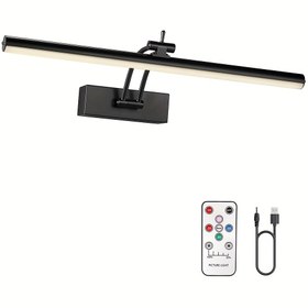 Resim Karanlık Ayarlanabilir Kablosuz Resim Işığı 40.64cm - Şarj Edilebilir 5200mAh Pil, Zamanlayıcılı Uzaktan Kumanda, Sanat Galerisi Aydınlatması, Siyah 