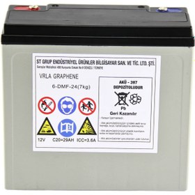 Resim Safir 12 V - 24 Ah Grafen Jel Akü 6'lı Set Elektrikli Bisiklet Aküsü 