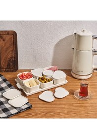 Resim Aryıldız 15 Parça Tepsili Oval Porselen Kahvaltılık Ar249345 Beyaz 