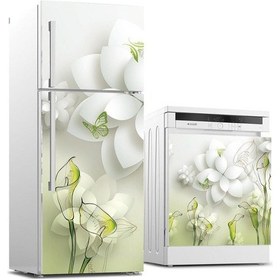 Resim Buzdolabı Ve Bulaşık Makinası Beyaz Eşya Sticker Kaplama 3D Yeşil (540887362) 