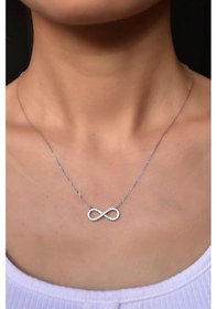 Resim Papatya Silver 925 Ayar Gümüş Taşlı Sonsuzluk Kadın Kolye Bileklik Set 