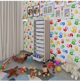 Resim Kenzlife Sepetli Mutfak Dolabı Ruberu Crd 134x45x30 Banyo Oyuncak Çamaşır Beyaz 10 Lu Sepet 