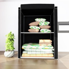 Resim Dzgn Home Çelik Metal Borulu Yorgan Hurcu Yüklük Gardırop-siyah Siyah 