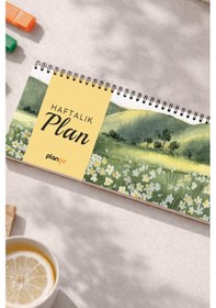 Resim Tarihsiz Spiralli Haftalık Masaüstü Planlayıcı - Papatya - 10x30 Cm Plango Turkuaz 