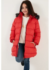Resim Lela Içi Peluş Astarlı Çıkarılabilir Kapüşonlu Suya Dayanıklı Kız Çocuk Mont 5761910 Kırmızı 