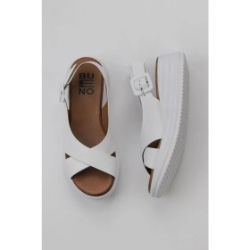 Resim Bueno Shoes Beyaz Deri Kadın Dolgu Topuklu Sandalet 01WY5701 01WY5701 