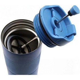 Resim French Press Paslanmaz Çelik Termos Mavi 450 Ml. Mavi 