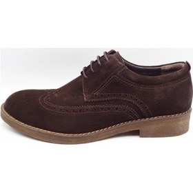 Resim Kışlık Oxford Erkek Ayakkabı Modeli Au04 Kahve Süet 
