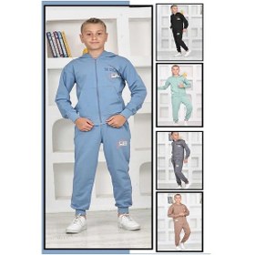 Resim Fermuarlı Kapüşonlu Okul Takımları Gri - Beyaz - Siyah 