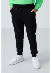 Resim Tommylife Tommy Life Siyah Pamuklu Kalın İçi Tüylü Yumuşak Dokulu Standart Fit Nakışlı Erkek Çocuk Eşofman Alt - 11224 Siyah 