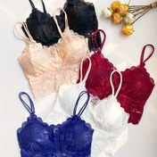 Resim 5 adet Çiçek Dantel Tarak Trim Bralettes, Göğüs Pedi ile Hafif ve Yumuşak Çift Askılı Sütyen, Kadın İç Çamaşırı ve İç Çamaşırı 