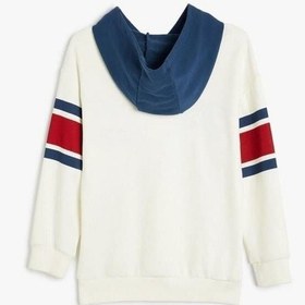 Resim Koton Erkek Çocuk Kapşonlu Sweatshirt Uzun Kollu Kolej Baskılı Pamuklu Ekru 