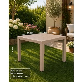 Resim Yonga concept 90X90 Plastik Masa, Bahçe Balkon ve Teras Masası Kare Dış Mekan Masası 