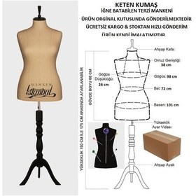 Resim Videolu Ürün-42 Beden Keten Kumaşlı Terzi Prova Mankeni 527201027 