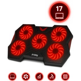 Resim Frisby Gp4 E-Sport Desing 5 Fanlı Ledli Pro Standlı 15-17" Uyumlu Notebook Soğutucu 