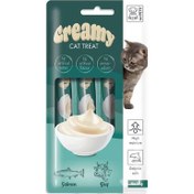 Resim M-Pets Creamy Somon Balığı Sığır Ek Besin ve Kedi Ödülü 4x15 Gr 