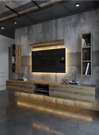 Resim Resital Ledli Duvara Monte Tv Sehpası - Ceviz - W6001-2 Ceviz 