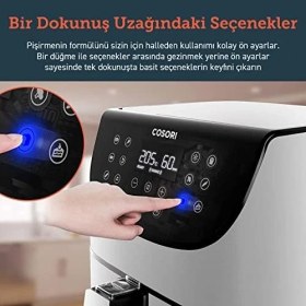 Resim Esmo Home Cosorı Airfryer 100 Tarif Yemek Kitabı, 1700-WATT Max Xxl 5,5 L Dijital Dokunmatik Hava Fritözleri 11 Ön Ayarlı Fırın, Yağsız Sıcak Ocak, Yapışmaz Sepet, Beyaz 