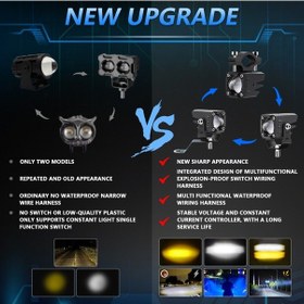 Resim Jokmae Yüksek Performanslı Moto Led Sis Farı Takımı, 120w 18000lm, 6 Aydınlatma Seçeneği, Traktör, Atv, Utv, Suv, Tekne Uyumlu Siyah 2'li Paket 