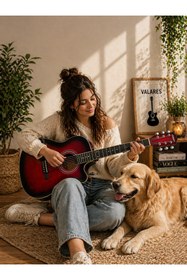 Resim valares 38C Kesik Kasa Kırmızı Akustik Gitar 38 İnç Sap Ayarlı Cutaway + Çanta Askı Pena Hediyeli Üst Segment 