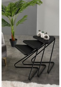 Resim Faymend Bumerang 3lü Set Sehpa 'mat Siyah' Siyah 