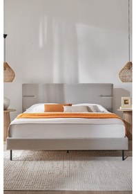 Resim Puffy Baseup Başlıklı Karyola - Taş, 160x200 Cm 