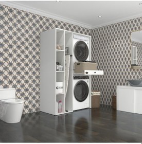 Resim Kenzlife Çamaşır-Kurutma Makinesi Dolabı Gutas Sol Byz 187 120 60 Çekmeceli % 100 Full Mdf Çok Renkli 