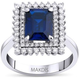 Resim 3.40 Karat Safir Pırlanta Yüzük Beyaz Altın 