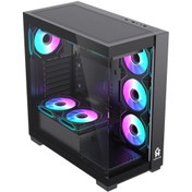 Resim GM Game Master QLite 7x Argb Fanlı Gaming Siyah ATX Akvaryum Kasa 