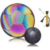 Resim Profesyonel Fosforlu Işık Yansıtıcılı 1. Kalite 5 Numara Futbol Topu Pompa Dahil 