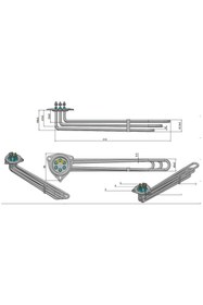 Resim SERN 4500W Üçgen Ters Flanş(Büyük) Trifaze Isıtıcı Rezistans F2208-1P İncolay 800 