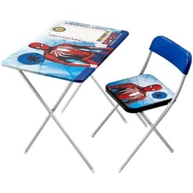 Resim Genel Markalar Çocuk Ders Çalışma Masası - 4 Renkli Spiderman Masa Sandalye Boyama 