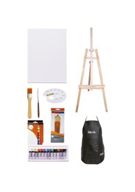 Resim Daler Rowney Simply Akrilik Boya 12'li 3 Ayaklı Şövale Daler Rowney Fırça Önlüklü Akrlik Boya Seti 