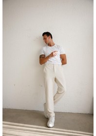 Resim Braccas Erkek Esnek Dokulu Slim Fit Bej Pantolon Bej 