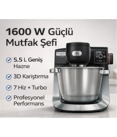 Resim Bosch 3D Planetary Mixing 6.seri 1600 W 5.5 Lt Mutfak Şefi 