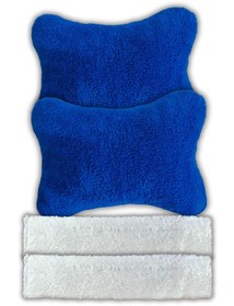 Resim Mavi Pelüş Ortopedik Araç Oto Koltuk Seyahat Boyun Yastık 2'li / 