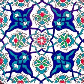 Resim Armada Çini 20x20 Cm Ac 27 Kütahya Çini Rumi Desenli İznik Çini Karo 