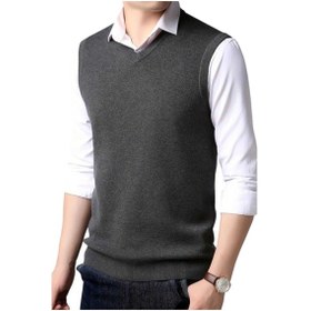 Resim Tezzgelsin 3'lü Erkek V Yaka Triko Tüylenmez Süveter Erkek Slim Fit Süveter Füme - Lacivert - Siyah 