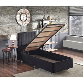 Resim Nironyatak Niron Ela Baza Ve Başlık Seti - 80X180 Cm Tek Kişilik Siyah Kumaş 