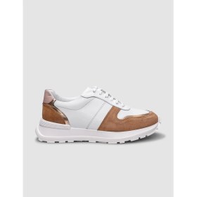 Resim Cabani %100 Hakiki Deri Beyaz - Pudra Bağcıklı Kadın Spor Ayakkabı 