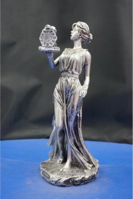 Resim Antik Yunan Mitolojisinde İlk Kadın Heykel Biblo Merak Ve Kaderin Sembolü Aksesuar 27 Cm Gümüş 