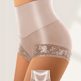 Resim 1 adet QUASTI Şık Yüksek Bel Kadın Külotu, Düz Renkli Naylon 83% Spandex 17%, Kontrast Dantel Detaylı Örgü, Cilt Dostu İpek Dokusu 