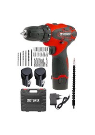 Resim Steiner Titan 36 V Çift Akülü Şarjlı Vidalama Matkap Kırmızı +Set 