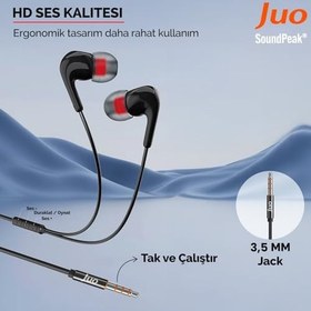 Resim Juo 3.5mm Jack Girişli Mikrofonlu Kablolu Kulak İçi Kulaklık 