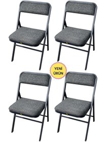 Resim Hey 4'lü Katlanır Kamp Sandalyesi Piknik Sandalyesi Gri 