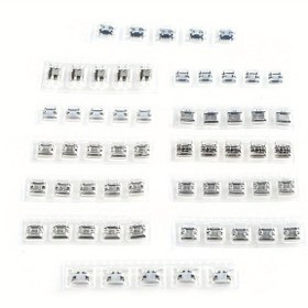 Resim Telefon ve Bilgisayar için 60 Adet 12 Spesifikasyonlu Mikro USB Soketi Kiti Jak Fiş Bağlayıcı, Mini USB Tamir Yedek Adaptörü 